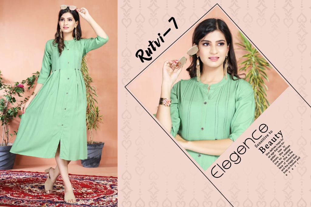 Rutvi 01 Latest Fancy Designer Ethnic Wear Rayon Anarkali Kurti Collection